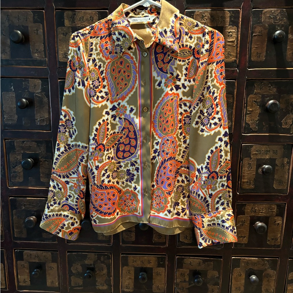Zara multi paisley print blouse